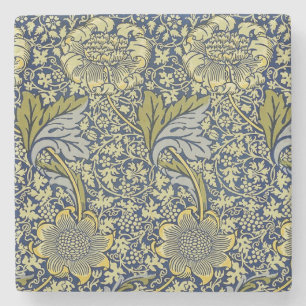 William Morris Kennet Floral Wallpaper Blue Stone Coaster