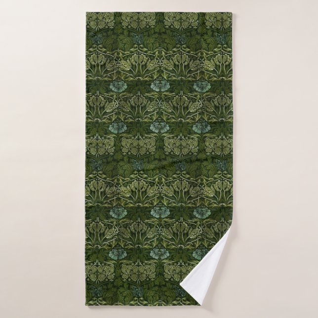 William Morris Large Green Leaves & Blue Flower Bath Towel Set (Bath Towel)