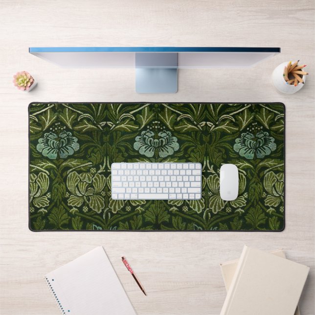 William Morris Large Green Tulip Rose Wallpaper Desk Mat (Office 1)