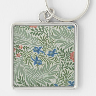 William Morris Larkspur Floral Green Pink Blue  Keychain