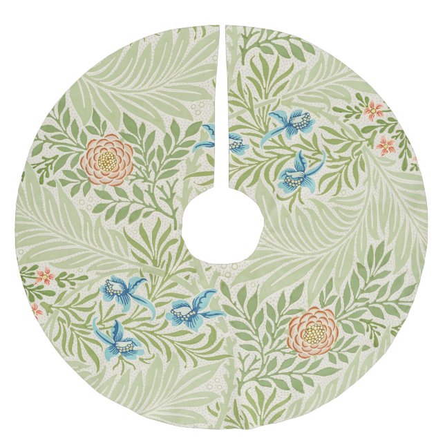 William Morris Larkspur Floral Pattern Brushed Polyester Tree Skirt (Front)