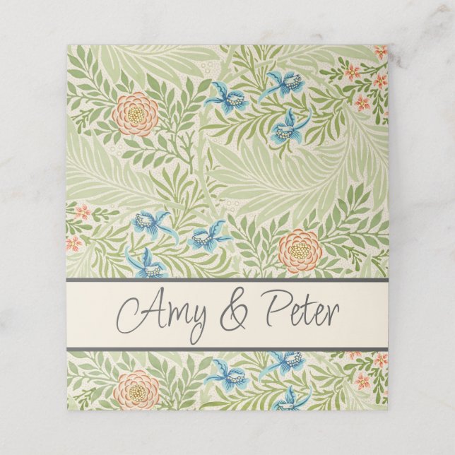 William Morris Larkspur Floral Pattern Place Card (Outside Unfolded)