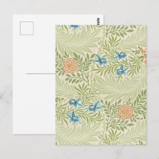 William Morris Larkspur Floral Pattern Postcard (Front/Back)