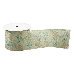 William Morris Larkspur Floral Pattern Satin Ribbon