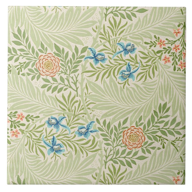 William Morris Larkspur Floral Pattern Tile (Front)