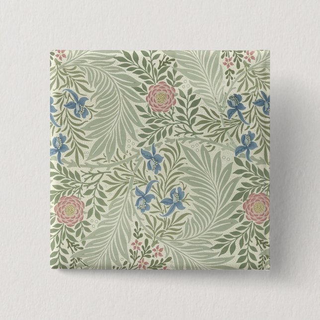 William Morris Larkspur Floral Wallpaper 2 Inch Square Button (Front)
