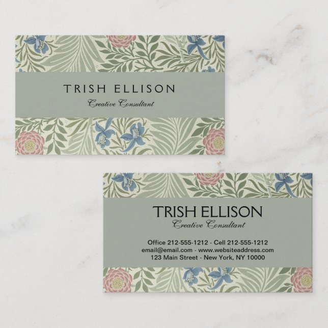 William Morris Larkspur Floral Wallpaper Business Card (Front/Back)