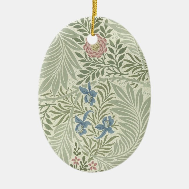 William Morris Larkspur Floral Wallpaper Ceramic Ornament (Front)