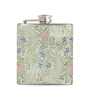 William Morris Larkspur Floral Wallpaper Hip Flask