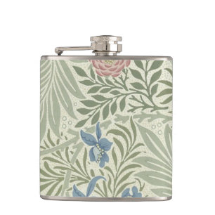William Morris Larkspur Floral Wallpaper Hip Flask
