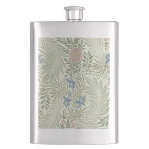 William Morris Larkspur Floral Wallpaper Hip Flask
