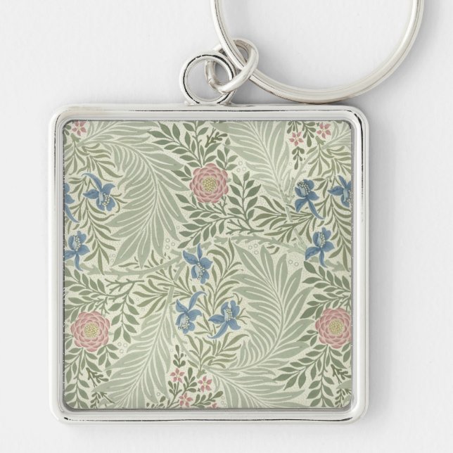 William Morris Larkspur Floral Wallpaper Keychain (Front)