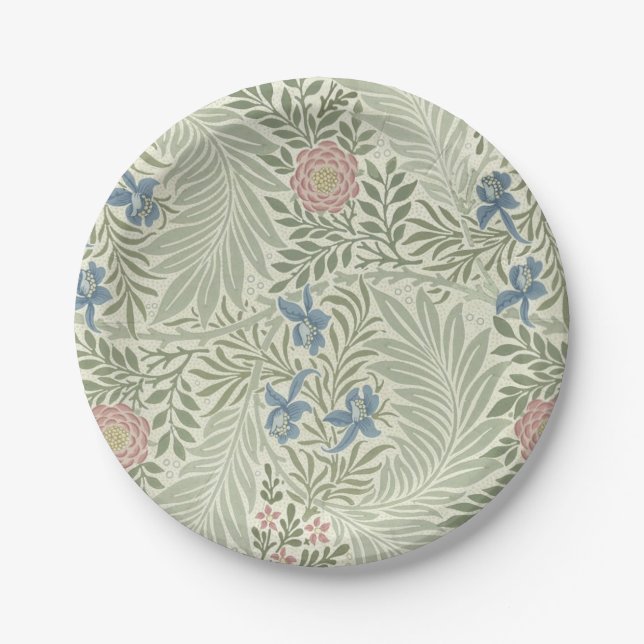 William Morris Larkspur Floral Wallpaper Paper Plate (Front)