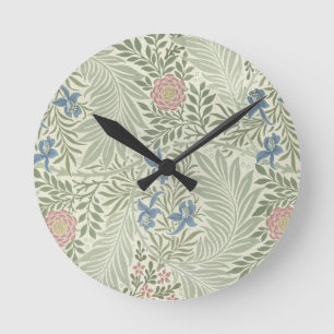 William Morris Larkspur Floral Wallpaper Round Clock
