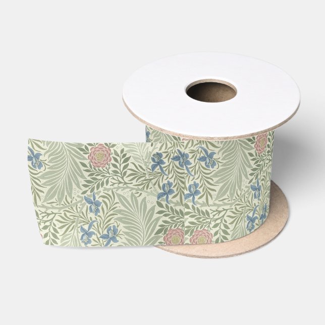 William Morris Larkspur Floral Wallpaper Satin Ribbon (Spool)
