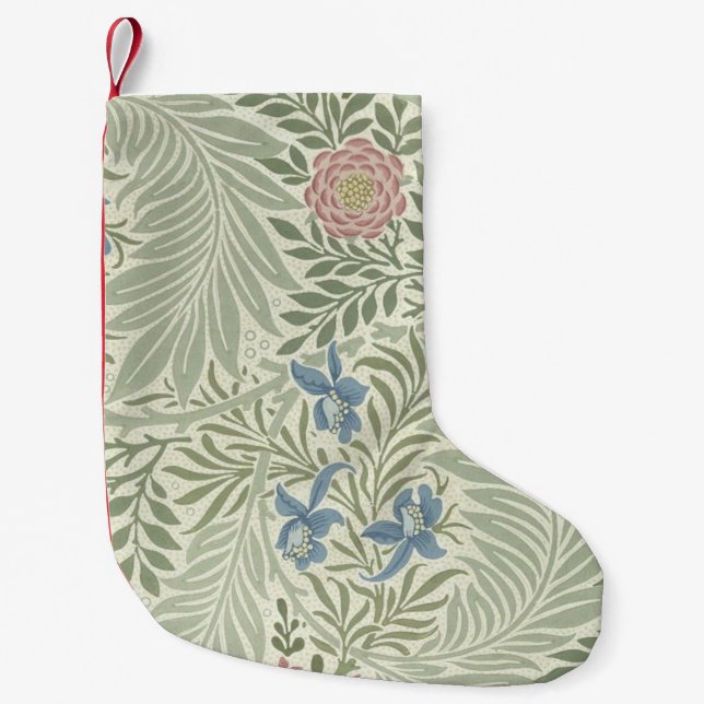 William Morris Larkspur Floral Wallpaper Small Christmas Stocking (Front)