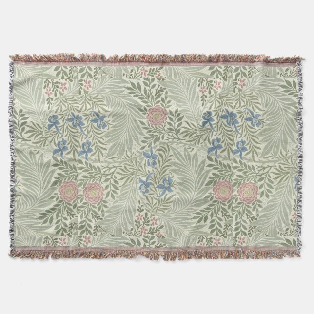 William Morris Larkspur Floral Wallpaper Throw Blanket (Front)