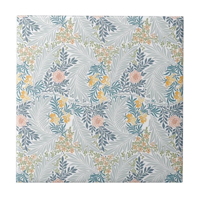 William * Morris Larkspur Gold Orange Teal  Tile (Front)