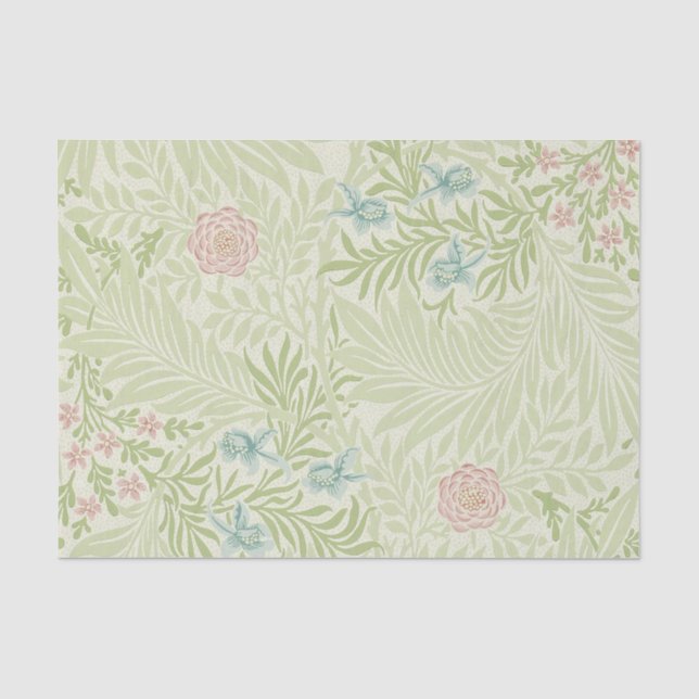 William Morris - Larkspur - Pink Flowers & Leaves Tissue Paper (Front)