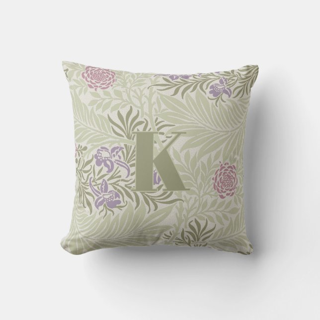 William Morris Lavender & Pink Larkspur Pattern Throw Pillow (Front)