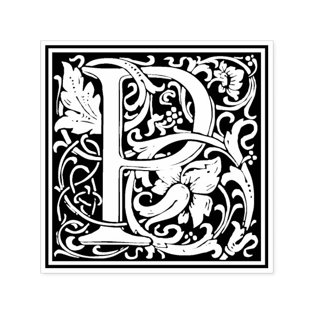 William Morris Letter P Victorian Floral Stamp (Design)