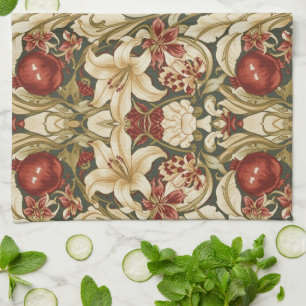 William Morris Lily and Pomegranate Floral pattern Kitchen Towel