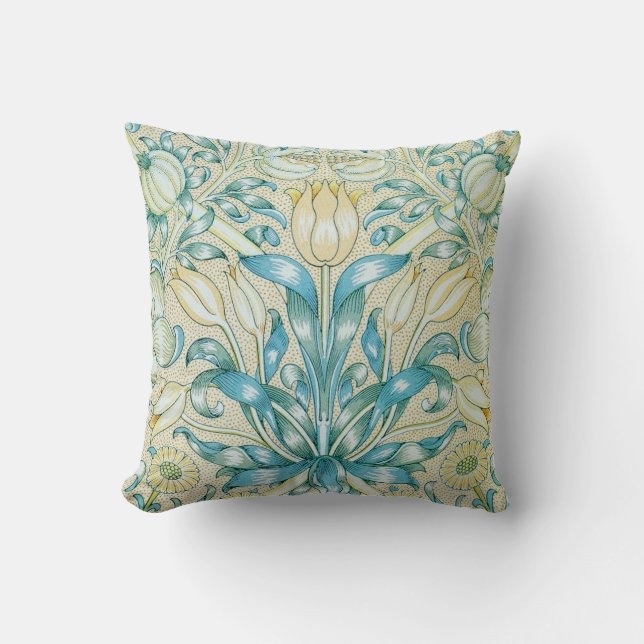 William Morris Lily and Pomegranate Floral Throw Pillow (Front)