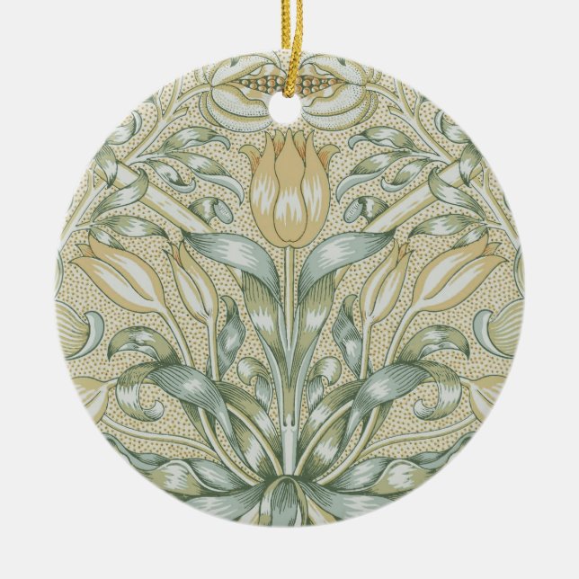 William Morris Lily and Pomegranate Flower Classic Ceramic Ornament (Front)