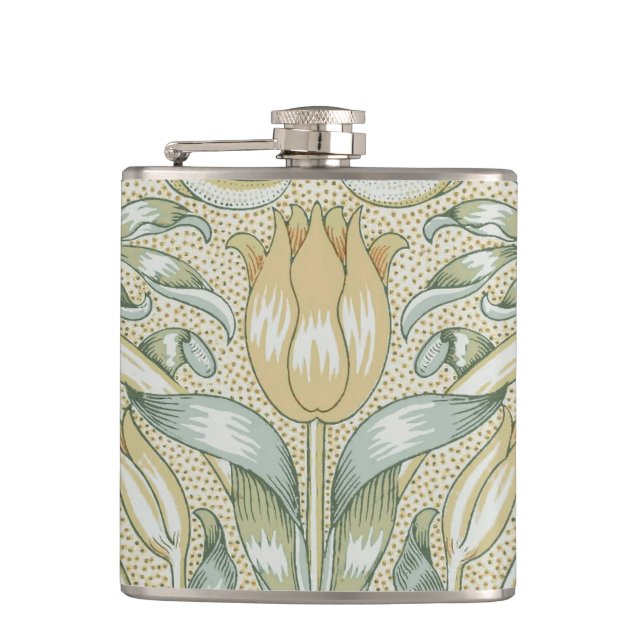 William Morris Lily and Pomegranate Flower Classic Hip Flask (Front)