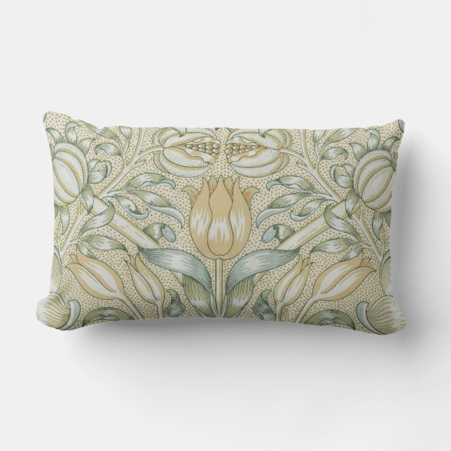 William Morris Lily and Pomegranate Flower Classic Lumbar Pillow (Front)