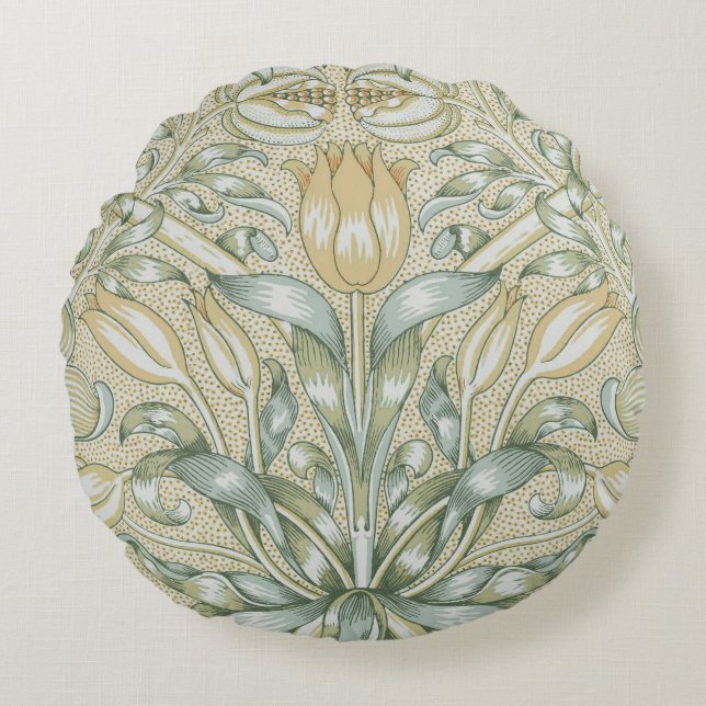William Morris Lily and Pomegranate Flower Classic Round Pillow (Front)