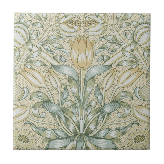 William Morris Lily and Pomegranate Flower Classic Tile (Front)