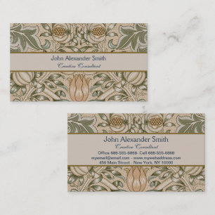 William Morris Lily and Pomegranate Flower Pattern Business Card