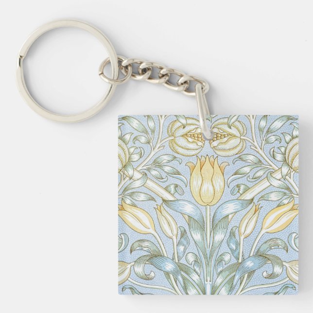 William Morris Lily and Pomegranate Flower Pattern Keychain (Front)
