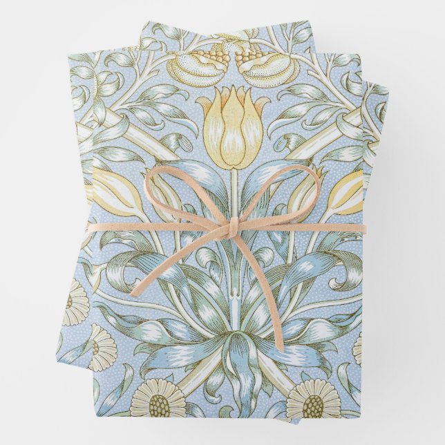 William Morris Lily and Pomegranate Flower Pattern Wrapping Paper Sheet (In situ)