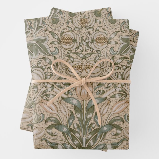 William Morris Lily and Pomegranate Flower Pattern Wrapping Paper Sheet (In situ)