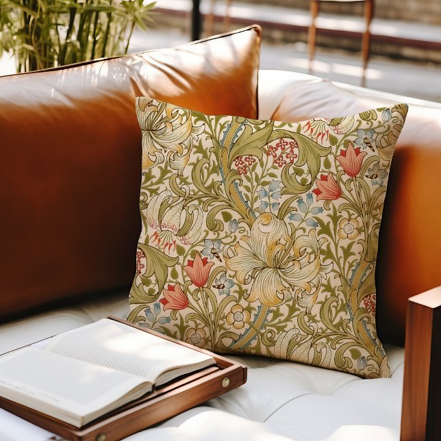 William Morris Lily Art Nouveau Floral Pattern Throw Pillow (Creator Uploaded)