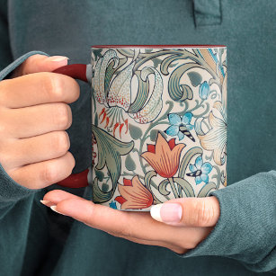 William Morris Lily Art Nouveau Floral Pattern Two Two-Tone Coffee Mug