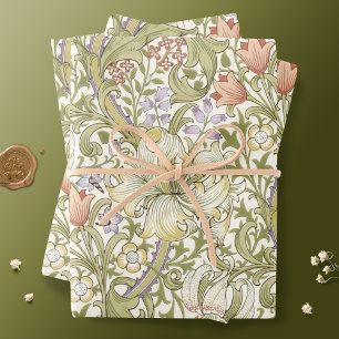William Morris Lily Art Nouveau Floral Wrapping Pa Paper Sheet