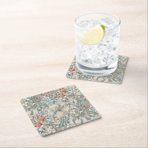 William Morris Lily Art Nouveau Square Paper Coast Coaster