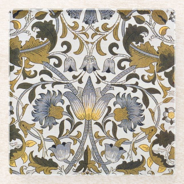 William Morris Lodden floral flower Glass Coaster (Front)