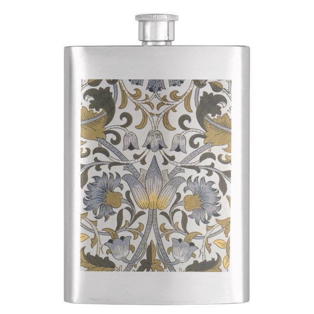 William Morris Lodden floral flower Hip Flask (Front)