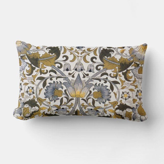 William Morris Lodden floral flower Lumbar Pillow (Front)