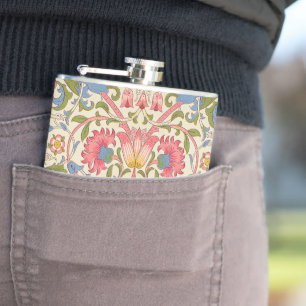 William Morris Lodden floral flower wallpaper  Hip Flask
