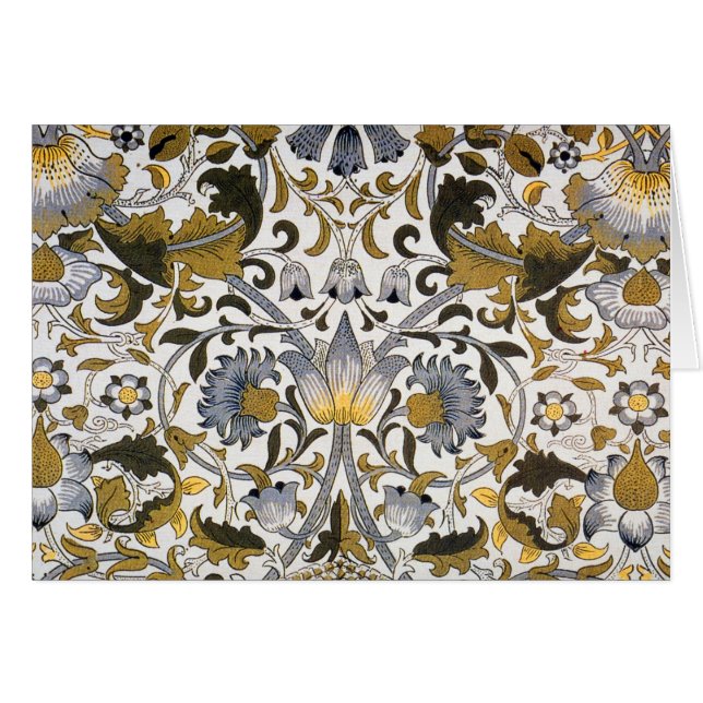 William Morris Lodden Floral Pattern: Blue Gold  (Front Horizontal)