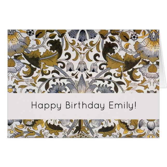 William Morris Lodden Floral Pattern: Blue Gold  (Front Horizontal)
