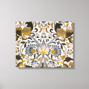 William Morris Lodden Floral Pattern: Blue Gold Canvas Print