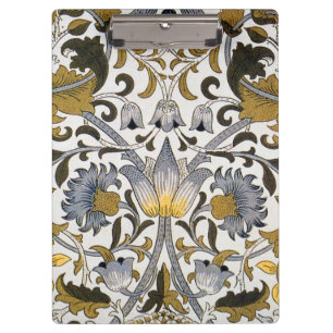 William Morris Lodden Floral Pattern: Blue Gold  Clipboard