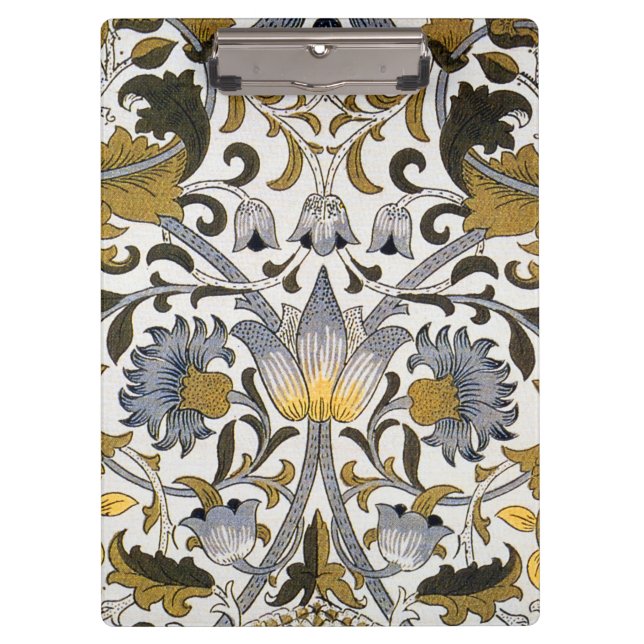 William Morris Lodden Floral Pattern: Blue Gold  Clipboard (Front)