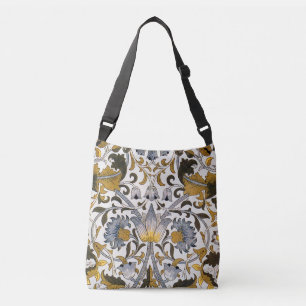 William Morris Lodden Floral Pattern: Blue Gold  Crossbody Bag